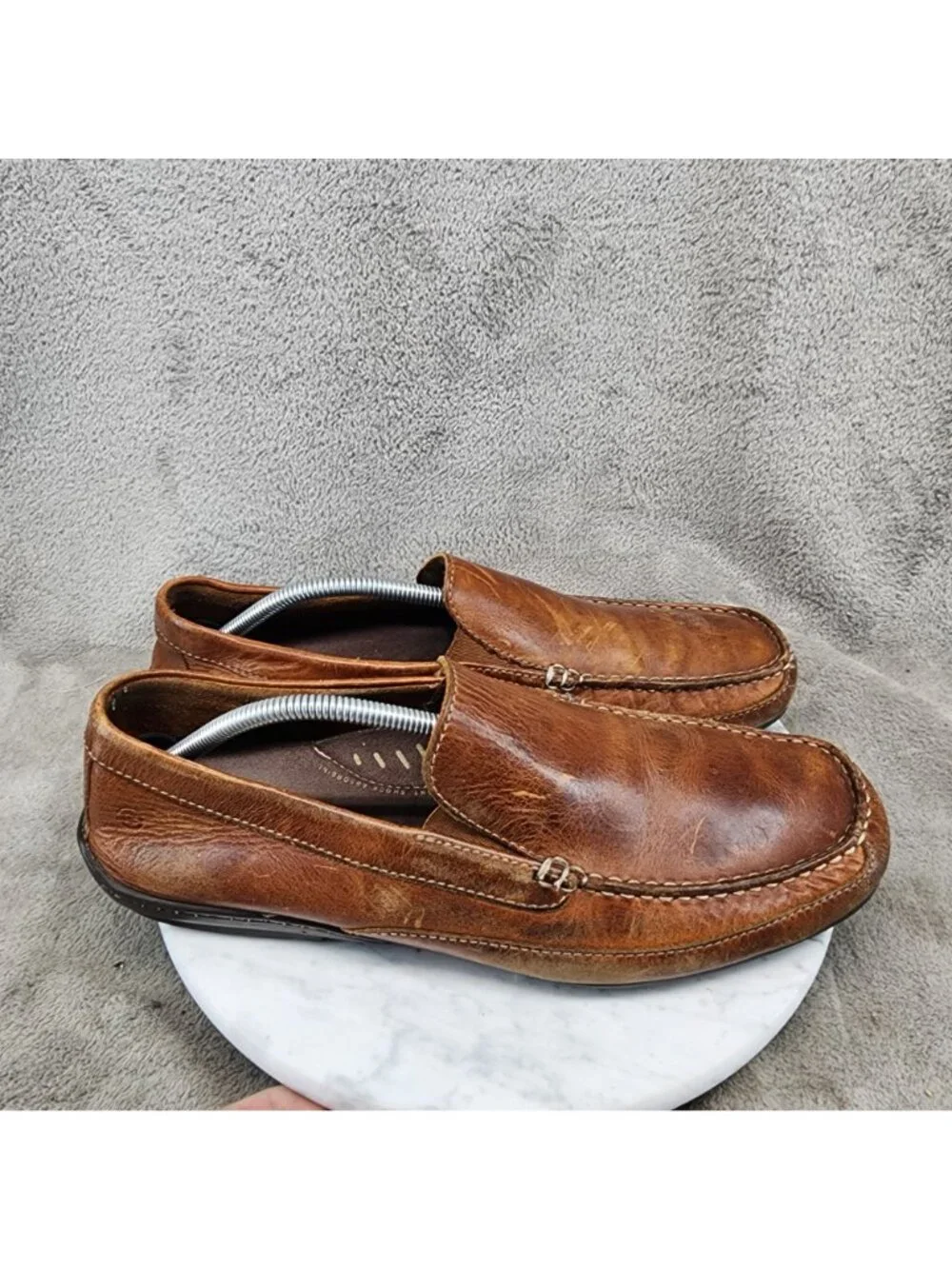Rockport Shoes Mens Size 12 Brown Leather Slip On Driving Mocassin *Read*